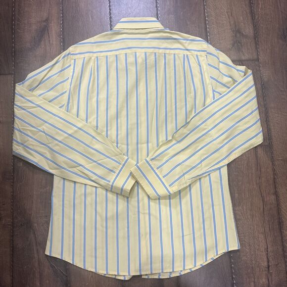 Abercrombie Fitch Muscle Yellow/Blue Striped Button Down Shirt Men Large UGC - Picture 6 of 7